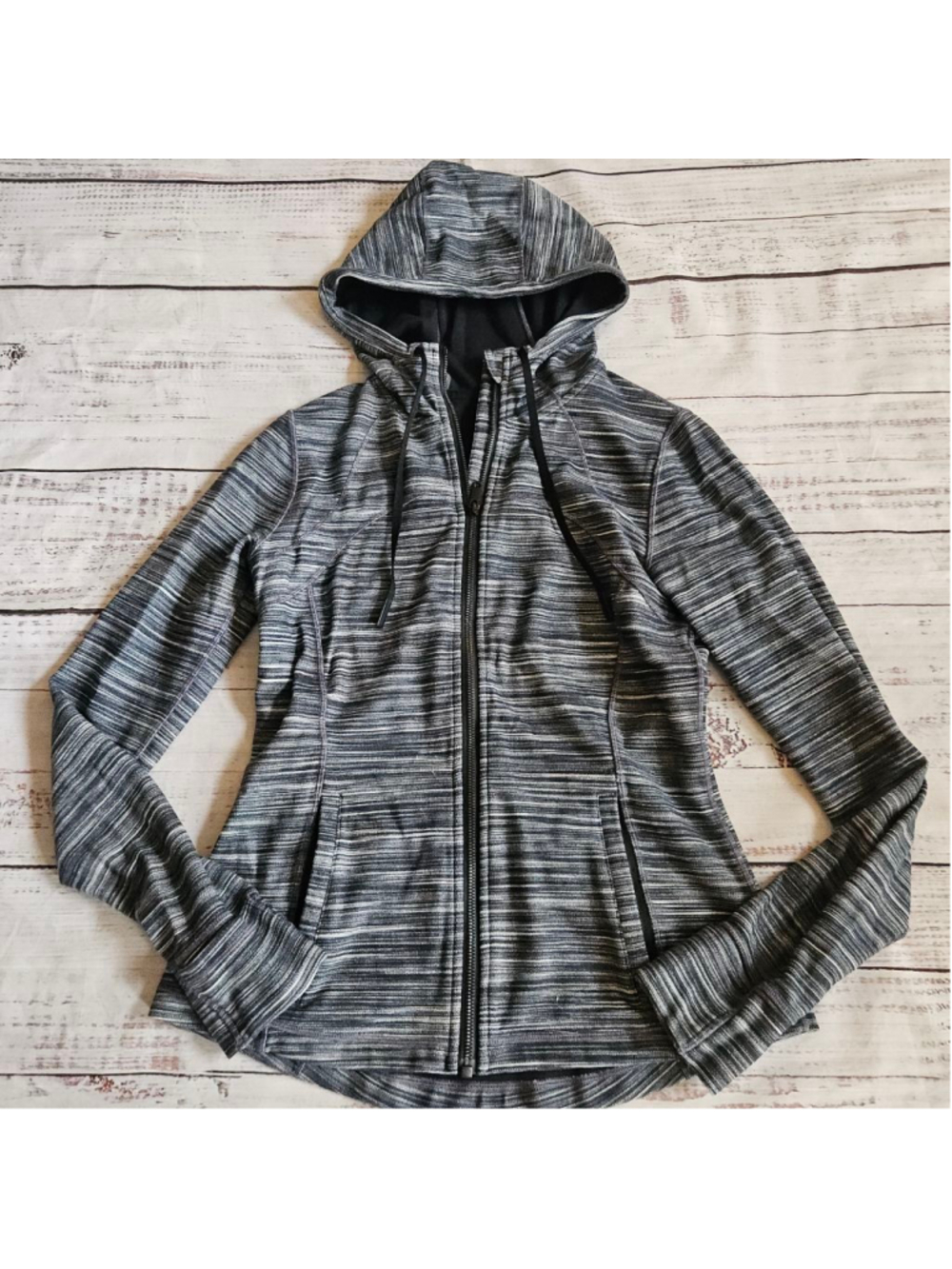 Lululemon Hooded Define Jacket Nulu Heathered Black White Active Womens 10